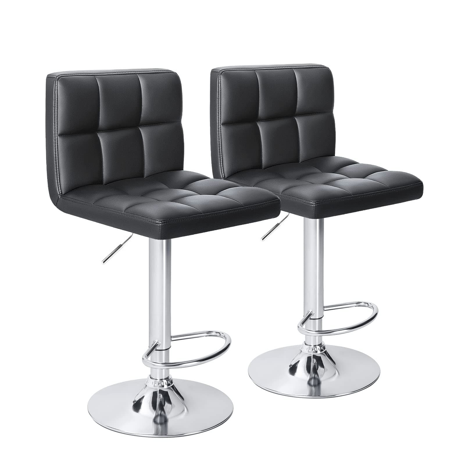 Homall Black PU Leather Adjustable Bar Stools for Kitchen Counter (Set of 2)