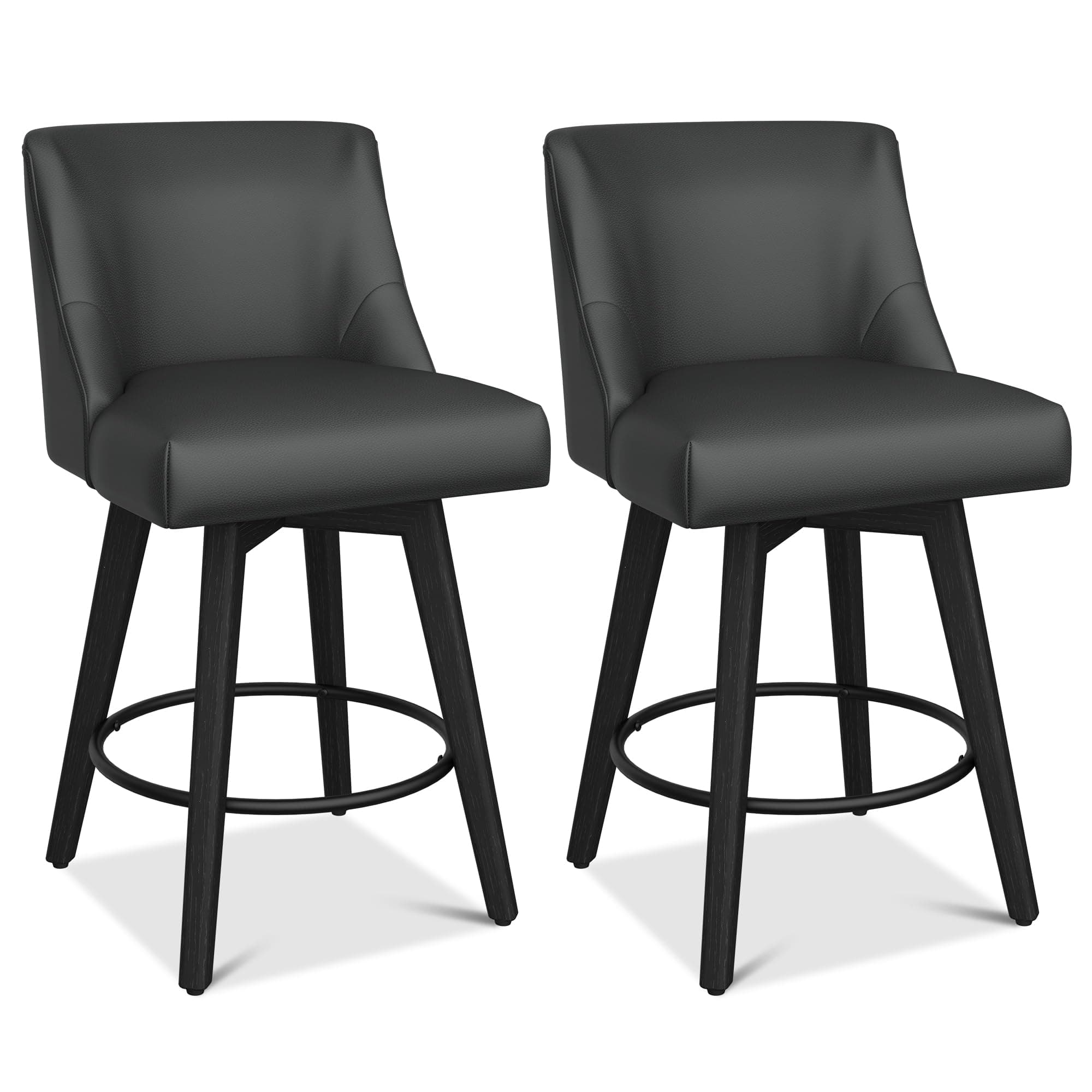 Rustic Black Counter Height Bar Stools, 26" Swivel Seat
