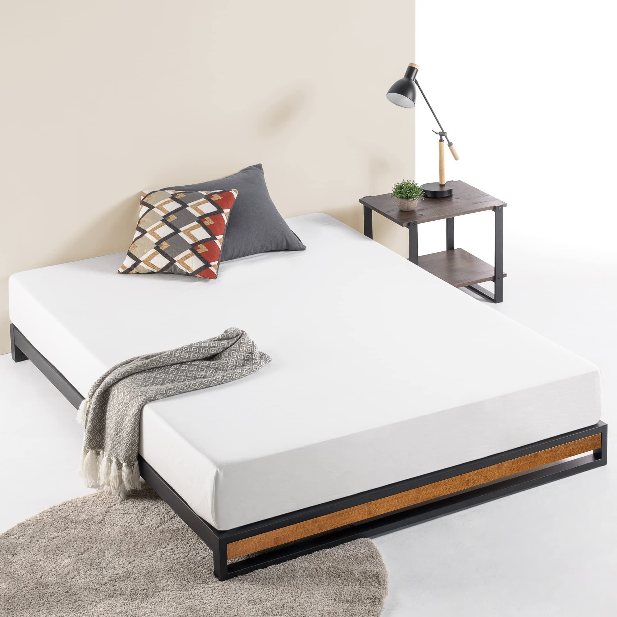 Zinus GOOD DESIGN Award Winner Suzanne Queen Bed Frame, Bamboo & Metal, No Box Spring Needed