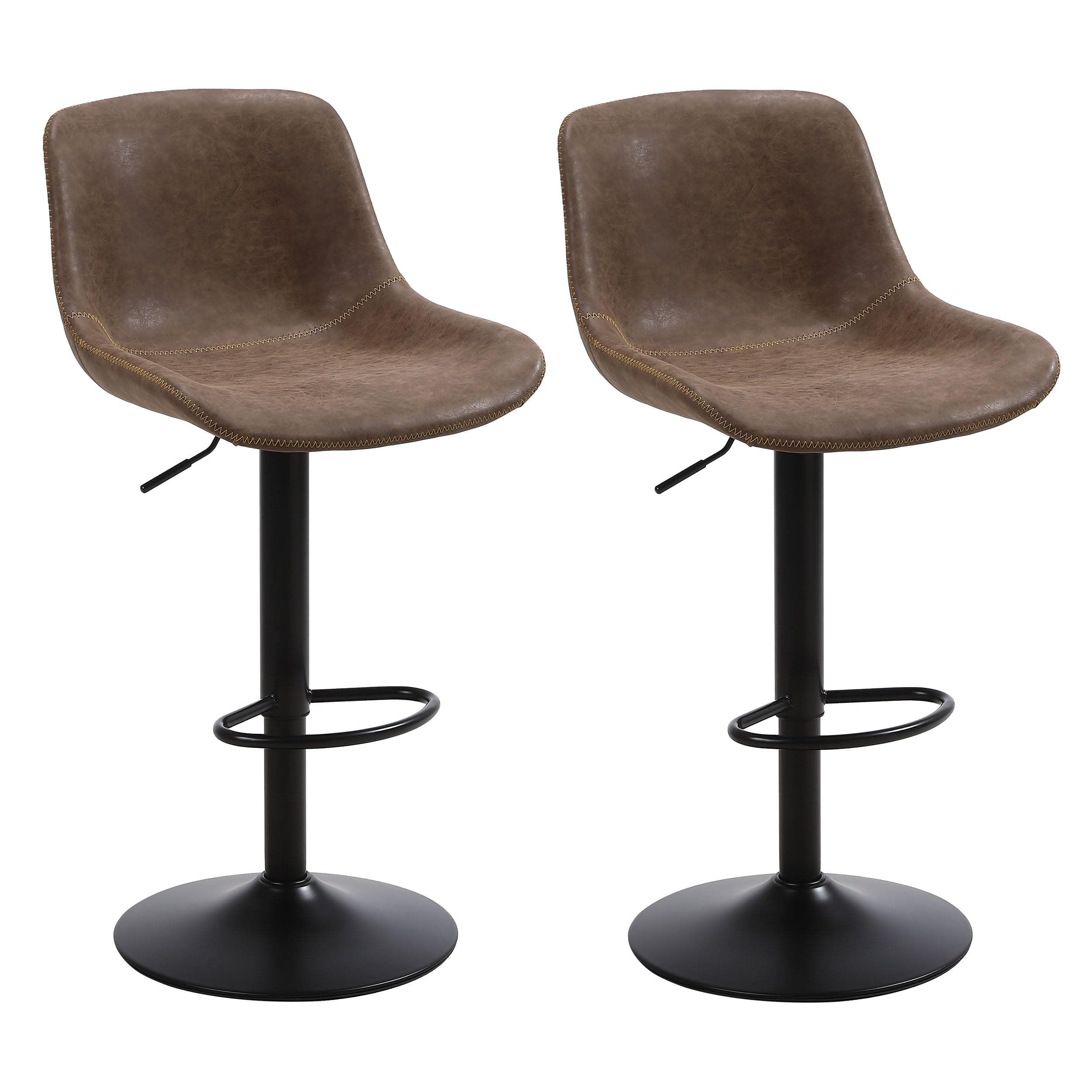 2-Piece Swivel Bar Stool Set, Counter Height with Back, Modern PU Leather Chair