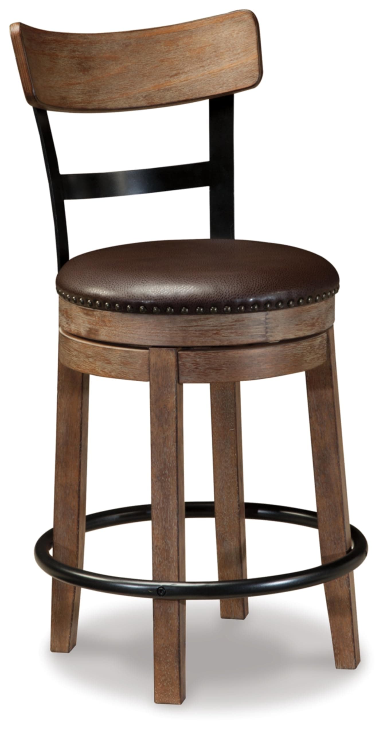 Signature Design by Ashley Light Brown Modern Farmhouse Swivel Barstool 24.25" Counter Height