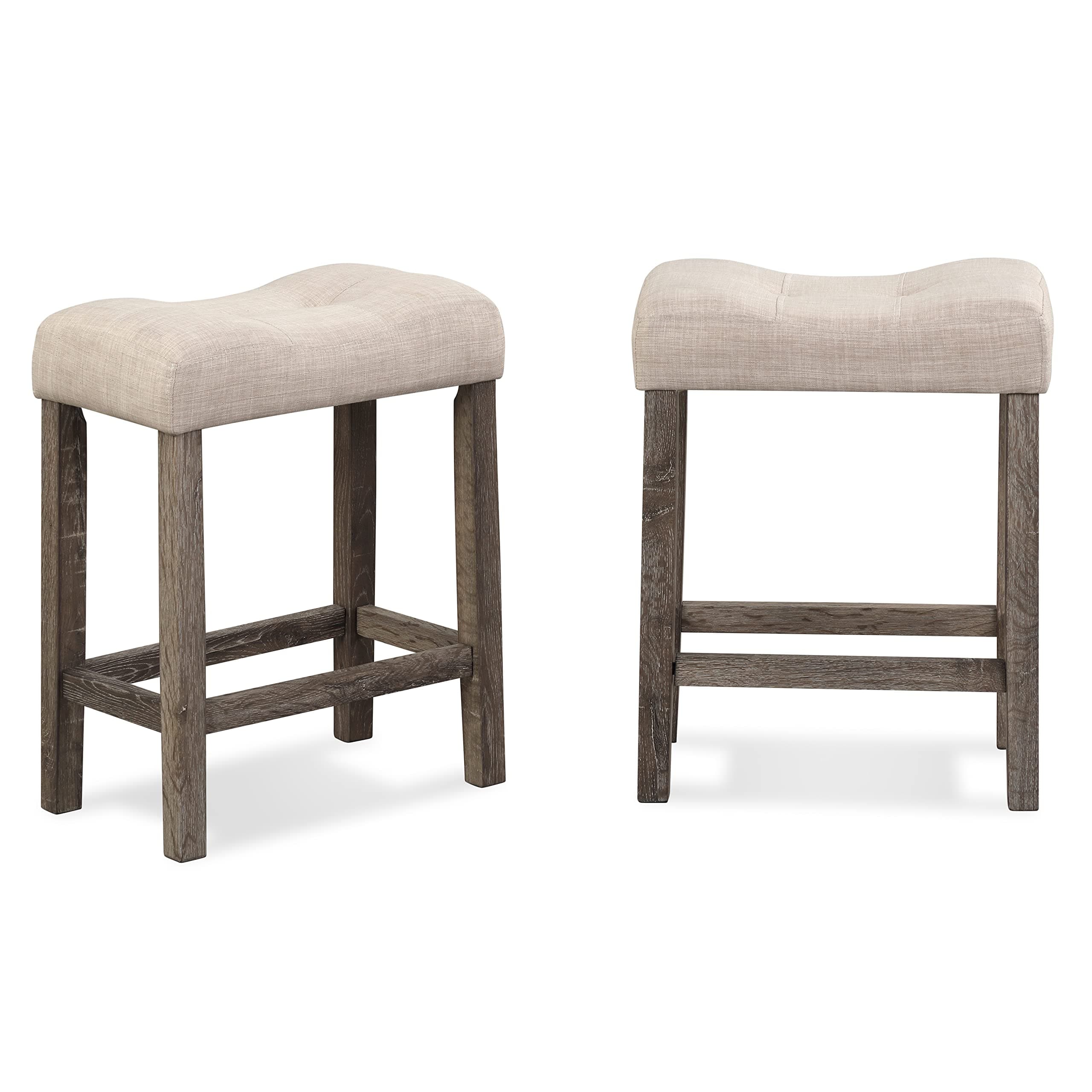 Roundhill Furniture Sora Tufted Counter Height Stools, Set of 2, Taupe
