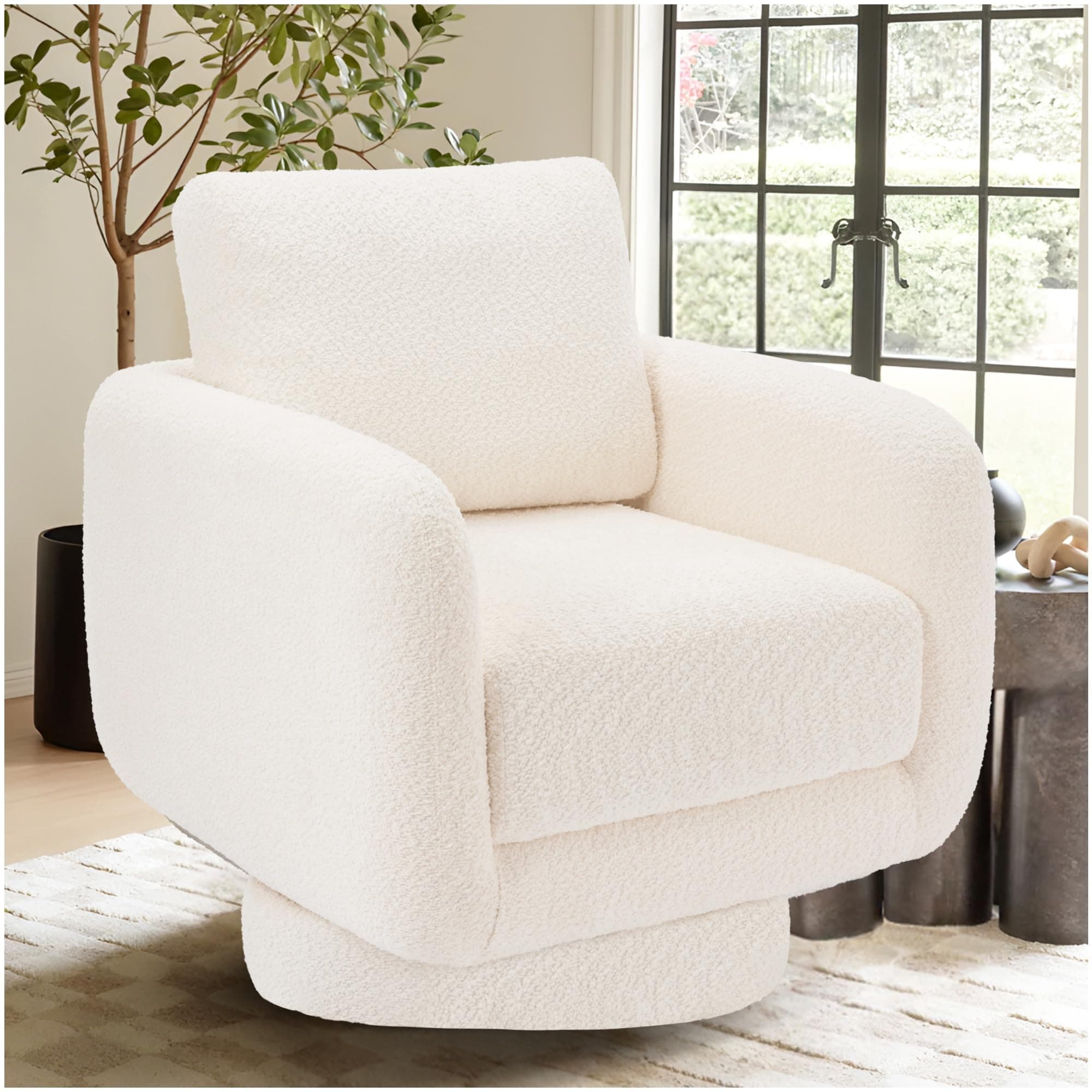 COLAMY Swivel Accent Chair - White, Living Room Essential