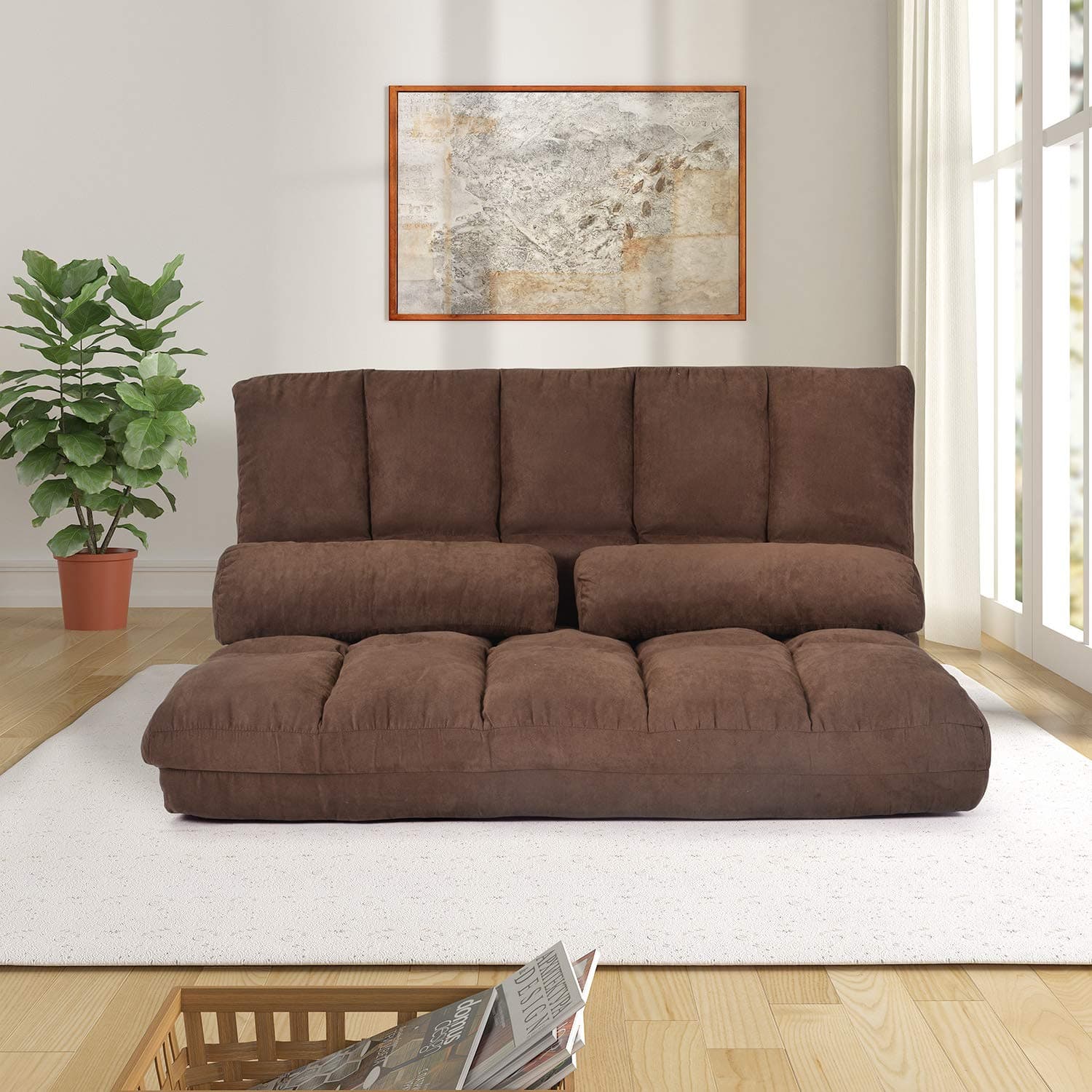 i-POOK Reclining Chaise Lounge Sofa Bed, Brown