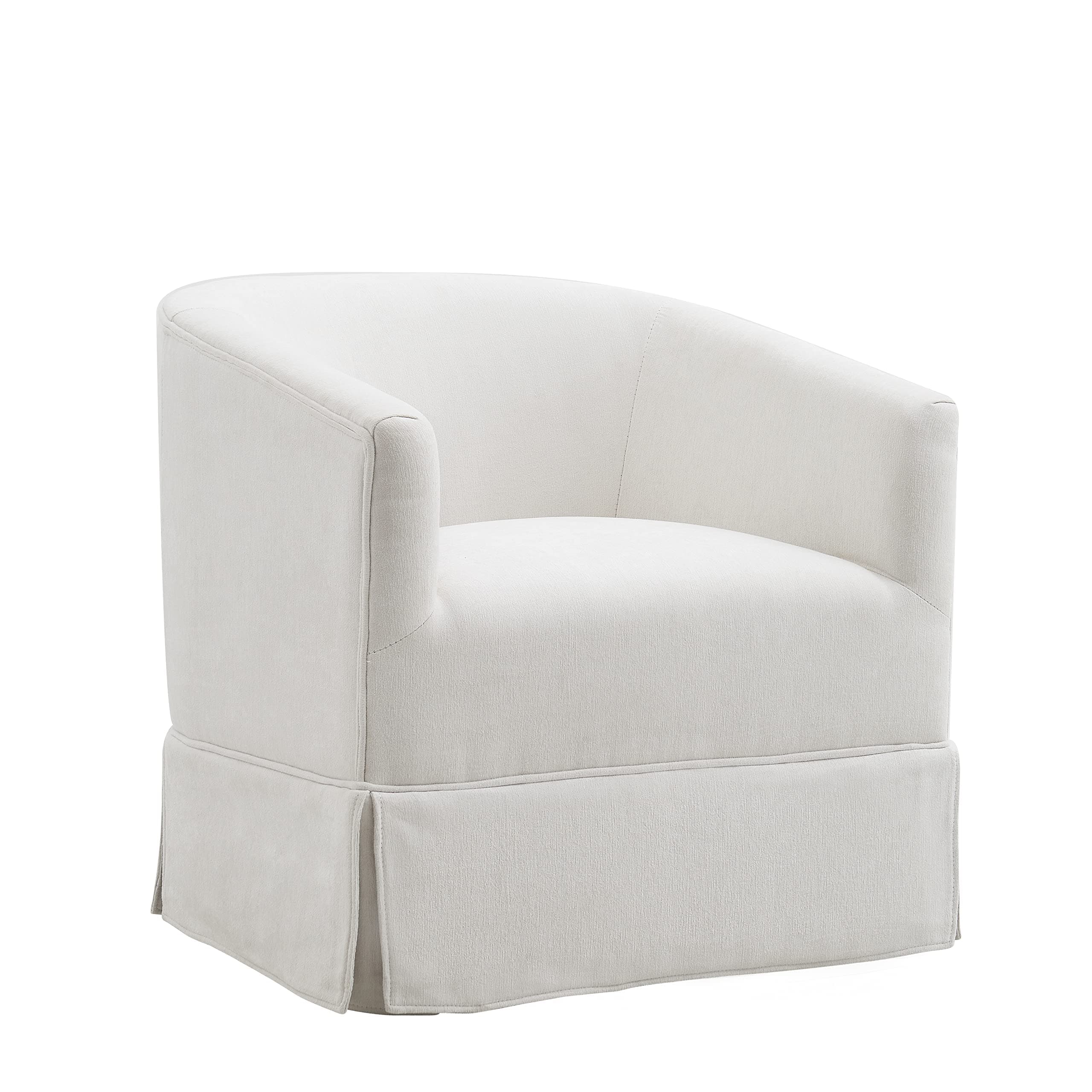 Upholstered Swivel Barrel Chair for Living Room, Bedroom, Lounge - Cream/White