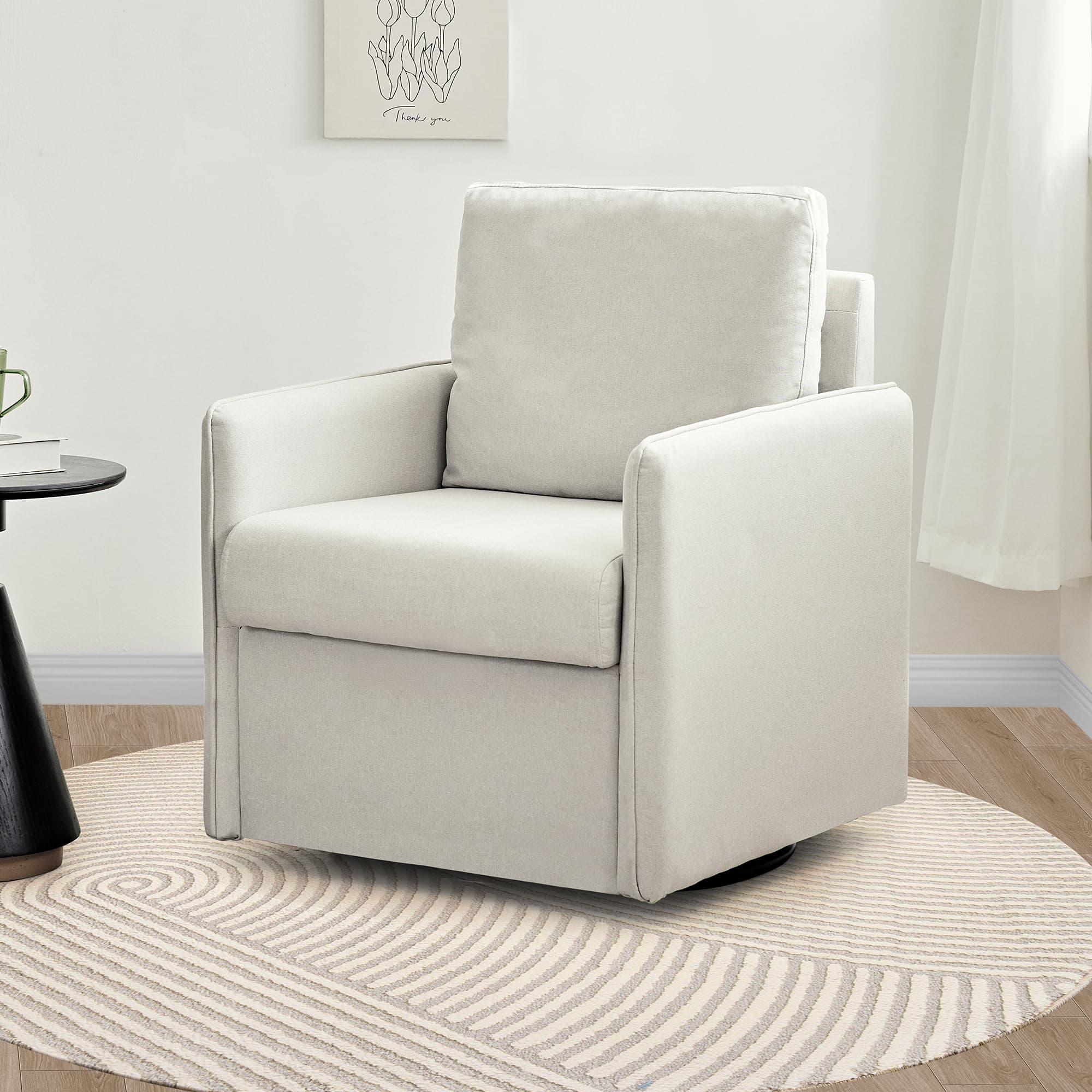 Redlife Mid Century Modern Swivel Chair with Storage (Beige)