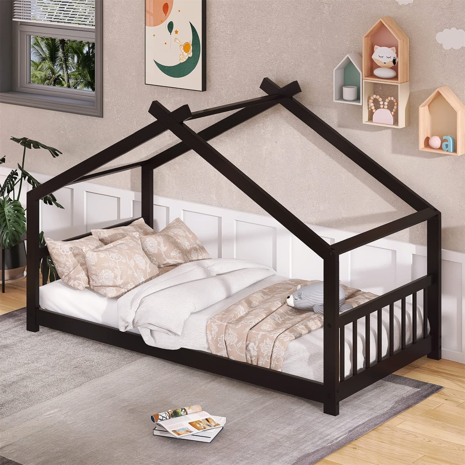 Wood House Bed for Girls Boys